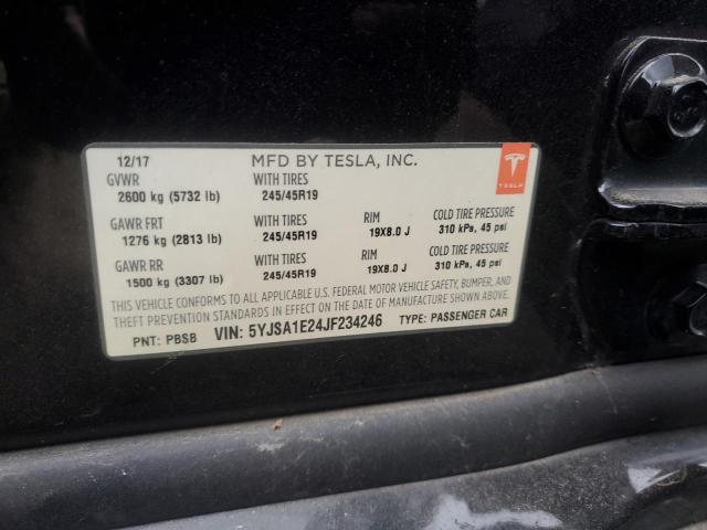 5YJSA1E24JF234246 - 2018 TESLA MODEL S BLACK photo 12