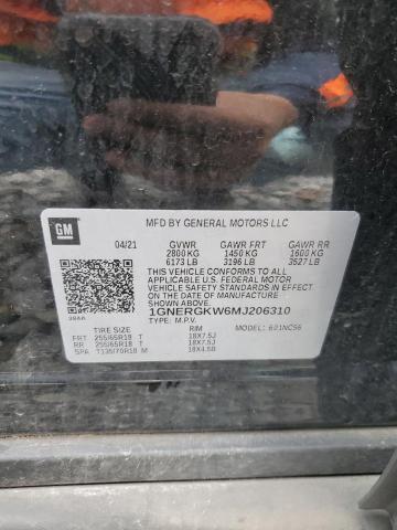 1GNERGKW6MJ206310 - 2021 CHEVROLET TRAVERSE LT 黑色 照片 14