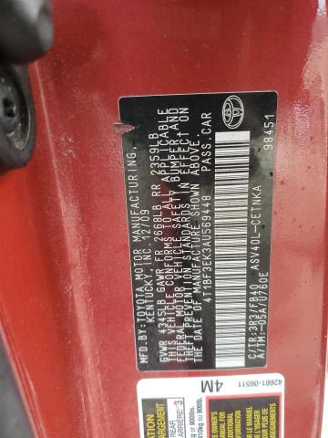 4T1BF3EK3AU569448 - 2010 TOYOTA CAMRY BASE Қызыл фото 13