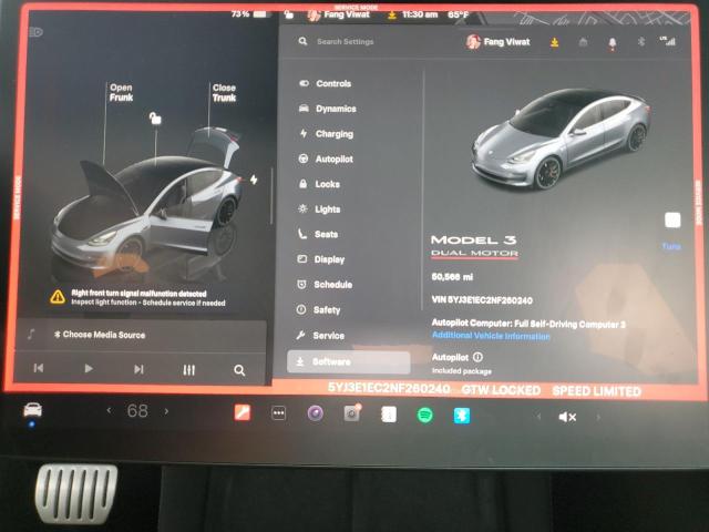 5YJ3E1EC2NF260240 - 2022 TESLA MODEL 3 灰色 照片 9