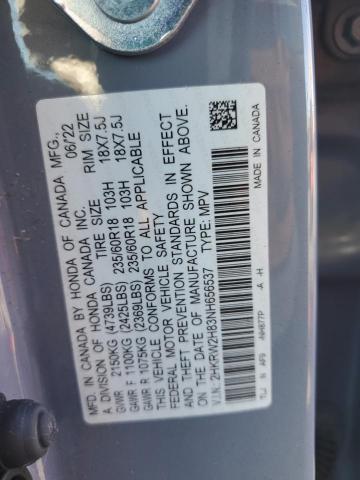 2HKRW2H83NH656537 - 2022 HONDA CR-V EXL GRAY photo 13