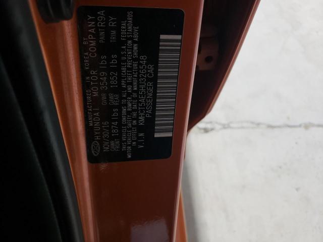 KMHCT5AE5HU326548 - 2017 HYUNDAI ACCENT SE ORANGE photo 12