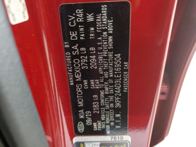 3KPF24AD3LE169504 - 2020 KIA FORTE FE 红色 照片 13