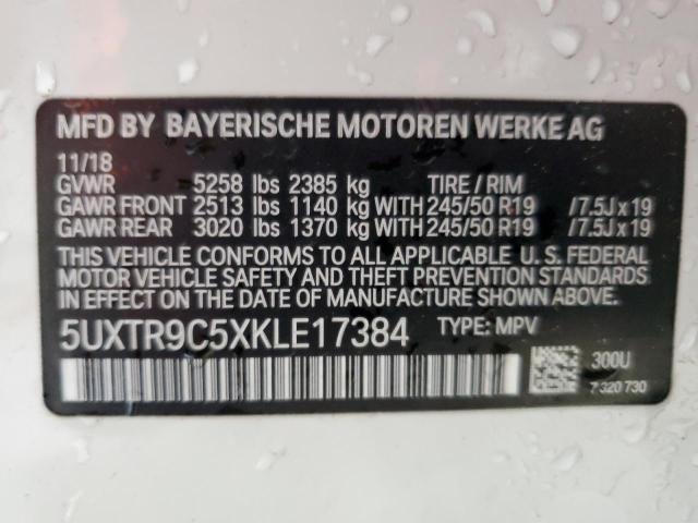 5UXTR9C5XKLE17384 - 2019 BMW X3 XDRIVE30I Beyaz fotoğraf 13