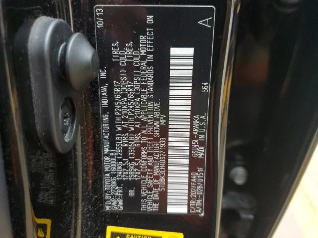 5TDBK3EH4DS271939 - 2013 TOYOTA HIGHLANDER BASE Սև լուսանկար 13