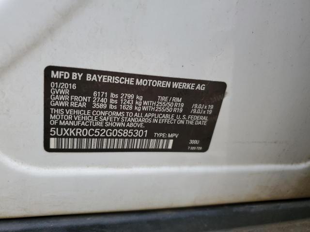 5UXKR0C52G0S85301 - 2016 BMW X5 XDRIVE35I WHITE photo 13