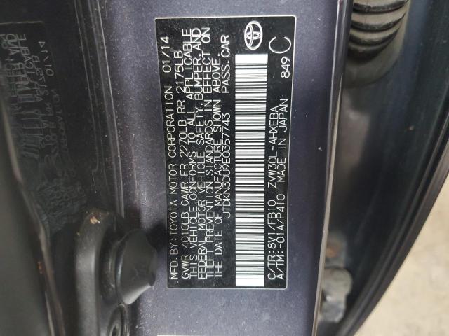 JTDKN3DU9E0357743 - 2014 TOYOTA PRIUS BLACK photo 12