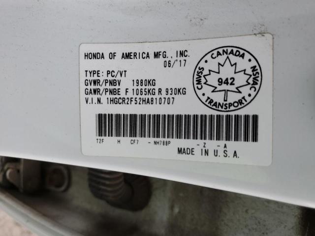 1HGCR2F52HA810707 - 2017 HONDA ACCORD SPORT თეთრი ფოტო 13