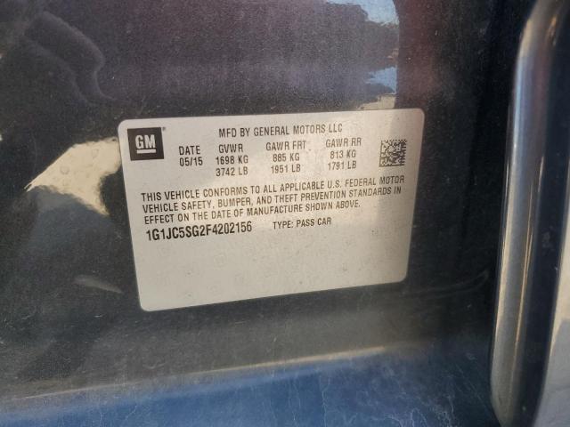 1G1JC5SG2F4202156 - 2015 CHEVROLET SONIC LT BLACK photo 12