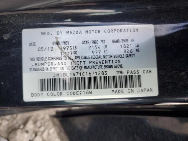 JM1BL1V71C1671283 - 2012 MAZDA 3 I BLACK photo 12