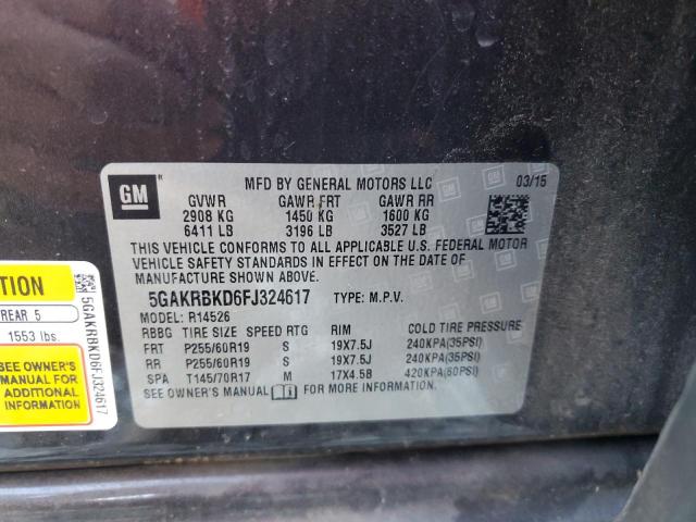 5GAKRBKD6FJ324617 - 2015 BUICK ENCLAVE გრაფიტი ფოტო 13