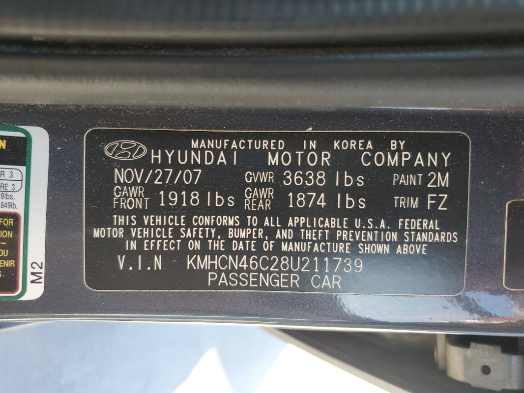 KMHCN46C28U211739 - 2008 HYUNDAI ACCENT GLS 灰色 照片 12