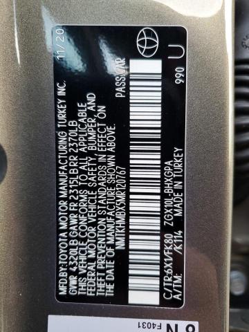 NMTKHMBX5MR120767 - 2021 TOYOTA C-HR XLE GRAY photo 12