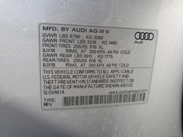 WA1LGAFE8FD002737 - 2015 AUDI Q7 PREMIUM PLUS Күміс фото 13