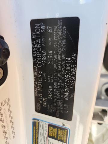 KNAGM4A70B5130014 - 2011 KIA OPTIMA LX 白色 照片 13