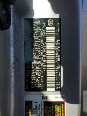 4T1BF3EK5BU205372 - 2011 TOYOTA CAMRY BASE Серебристый фото 12