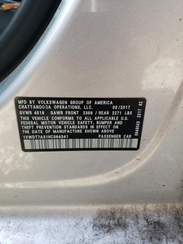 1VWDT7A31HC064341 - 2017 VOLKSWAGEN PASSAT R-LINE Silber Foto 12