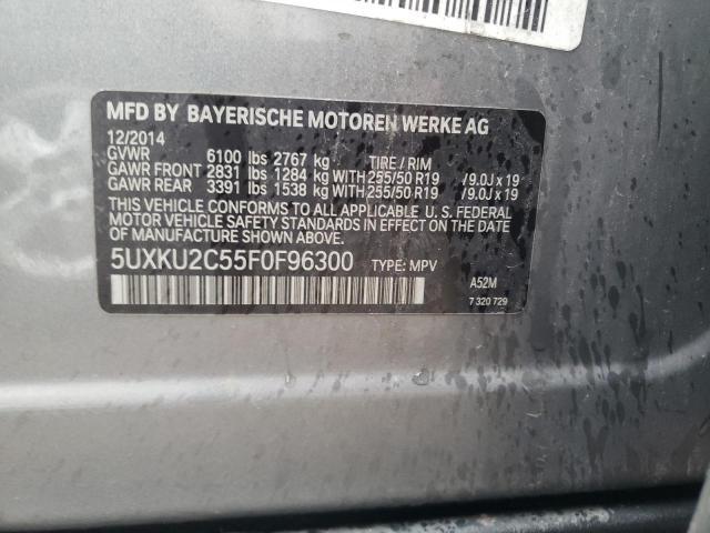 5UXKU2C55F0F96300 - 2015 BMW X6 XDRIVE35I GRAY photo 12