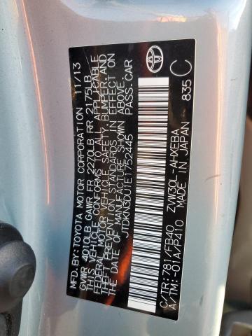 JTDKN3DU1E1752445 - 2014 TOYOTA PRIUS TURQUOISE photo 12