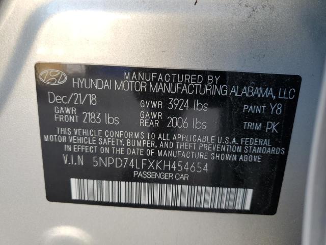 5NPD74LFXKH454654 - 2019 HYUNDAI ELANTRA SE SILVER photo 13