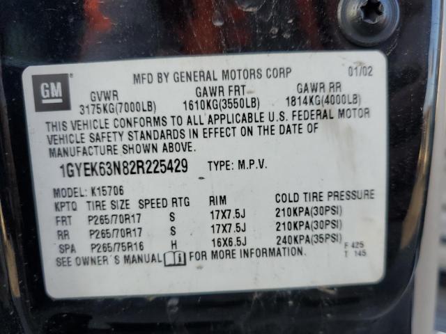 1GYEK63N82R225429 - 2002 CADILLAC ESCALADE LUXURY შავი ფოტო 13