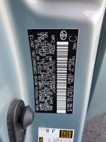 JTDKN3DU8D1729792 - 2013 TOYOTA PRIUS GREEN photo 12