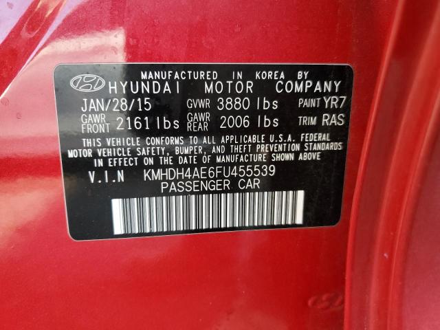 KMHDH4AE6FU455539 - 2015 HYUNDAI ELANTRA SE RED photo 12