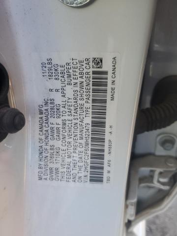 2HGFC2F60MH523479 - 2021 HONDA CIVIC LX 白色 照片 12