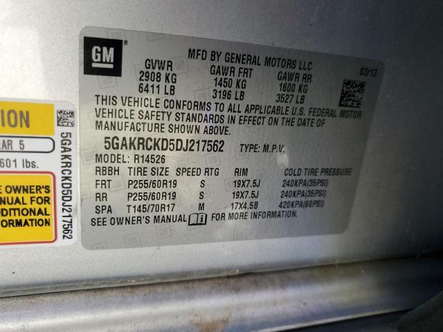 5GAKRCKD5DJ217562 - 2013 BUICK ENCLAVE 银色 照片 13