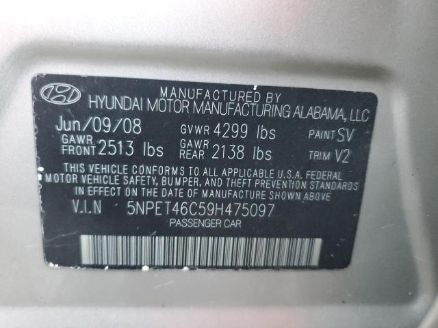 5NPET46C59H475097 - 2009 HYUNDAI SONATA GLS TAN photo 12