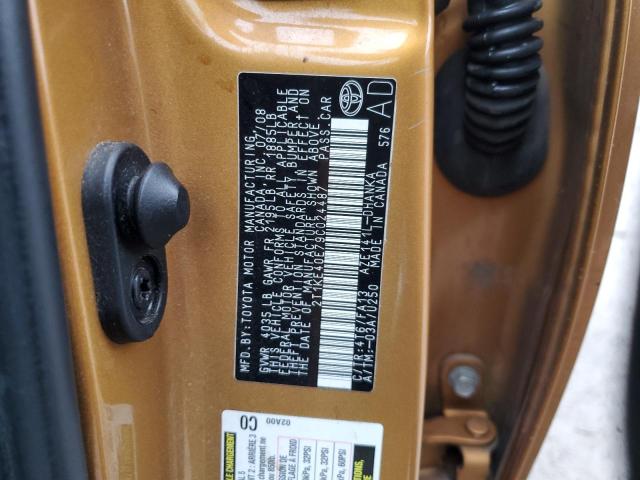 2T1KE40E79C024487 - 2009 TOYOTA COROLLA MA S ORANGE photo 12