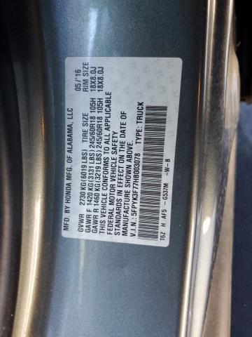 5FPYK3F77HB003078 - 2017 HONDA RIDGELINE RTL Graphit Foto 12