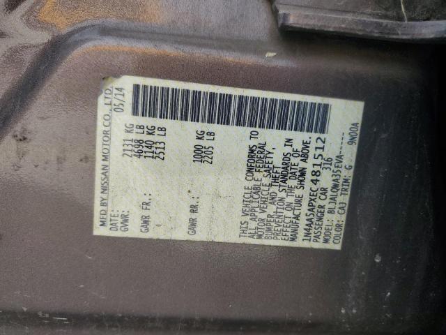1N4AA5APXEC481512 - 2014 NISSAN MAXIMA S GRAY photo 12