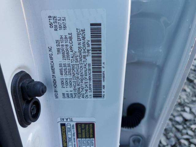 5J6RW1H86KA038166 - 2019 HONDA CR-V EXL WHITE photo 12