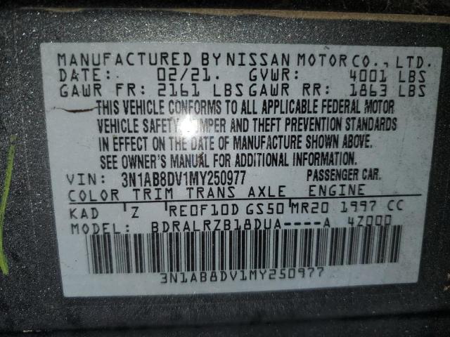 3N1AB8DV1MY250977 - 2021 NISSAN SENTRA SR GRAY photo 12