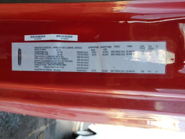 3AKJHHDR8KSKT0601 - 2019 FREIGHTLINER CASCADIA 1 RED photo 10