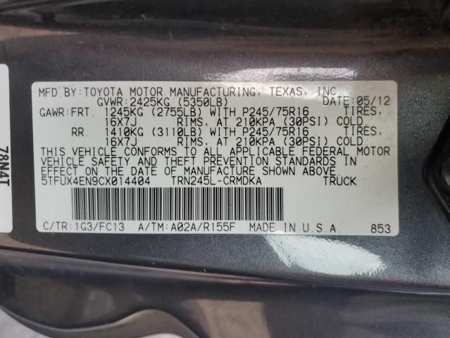 5TFUX4EN9CX014404 - 2012 TOYOTA TACOMA ACCESS CAB Сұр фото 12