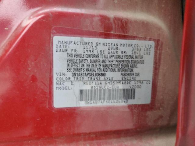 3N1AB7APXEL606860 - 2014 NISSAN SENTRA S RED photo 13