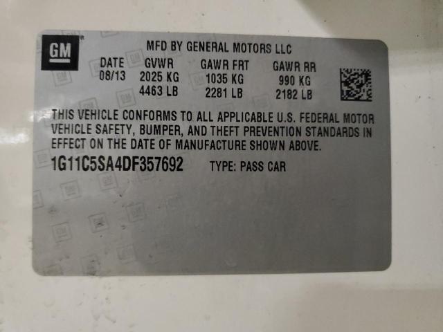 1G11C5SA4DF357692 - 2013 CHEVROLET MALIBU 1LT 白色 照片 12