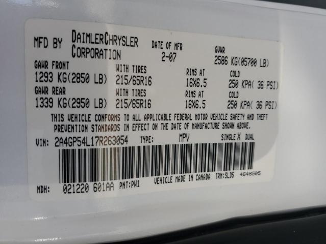 2A4GP54L17R263054 - 2007 CHRYSLER TOWN & COU TOURING WHITE photo 13