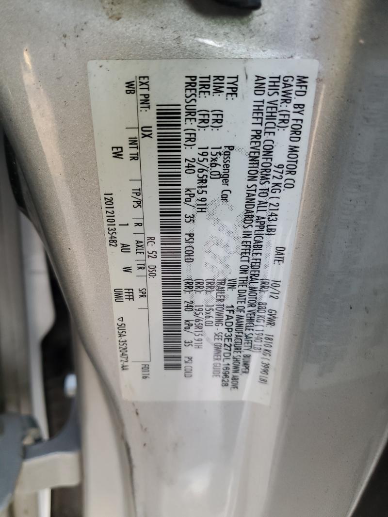 1FADP3E27DL169628 - 2013 FORD FOCUS S ვერცხლისფერი ფოტო 13