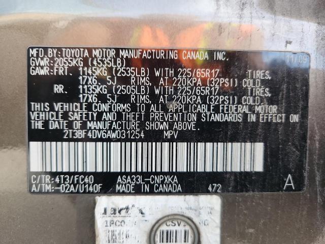 2T3BF4DV6AW031254 - 2010 TOYOTA RAV4 Marrón foto 13