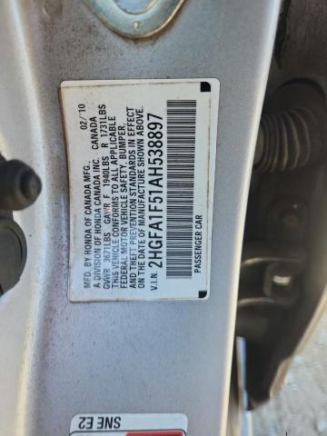 2HGFA1F51AH538897 - 2010 HONDA CIVIC LX SILVER photo 13