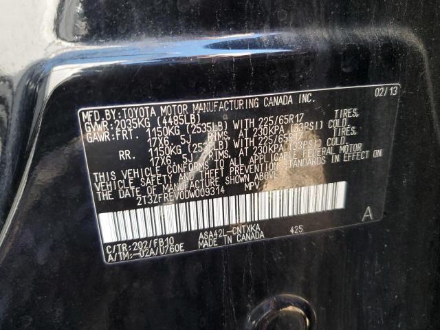 2T3ZFREV0DW009314 - 2013 TOYOTA RAV4 LE Սև լուսանկար 13