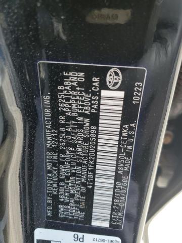 4T1BF1FK2DU205898 - 2013 TOYOTA CAMRY L BLACK photo 12