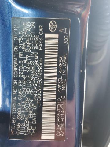 JTDKN3DU5C1489566 - 2012 TOYOTA PRIUS BLUE photo 13