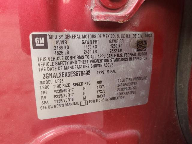 3GNAL2EK5ES678493 - 2014 CHEVROLET CAPTIVA LS 勃艮第红 照片 12
