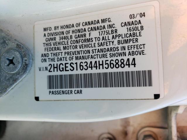 2HGES16344H568844 - 2004 HONDA CIVIC DX VP Ağ foto 12