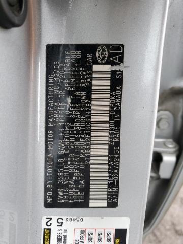 2T1BR32E16C614787 - 2006 TOYOTA COROLLA CE SILVER photo 12