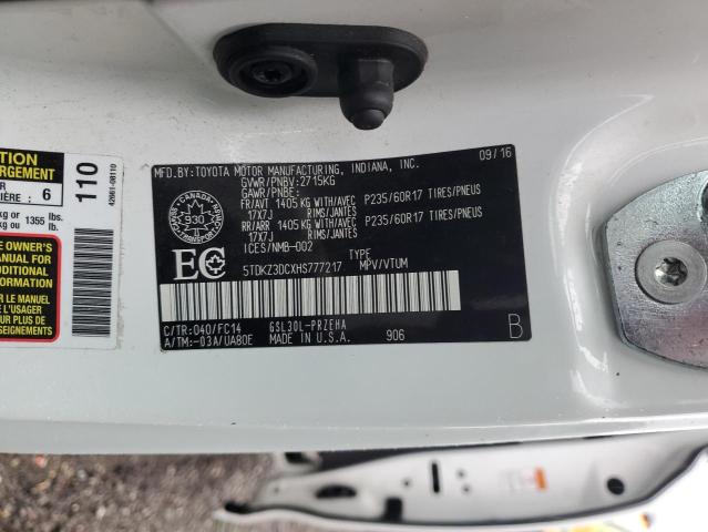 5TDKZ3DCXHS777217 - 2017 TOYOTA SIENNA LE WHITE photo 14